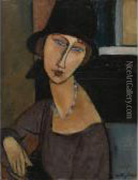 Jeanne Hebuterne (au Chapeau) Oil Painting - Amedeo Modigliani