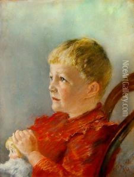 Bildnis Eines Sitzenden Kindes Mit Puppe Oil Painting - Carl August Liner