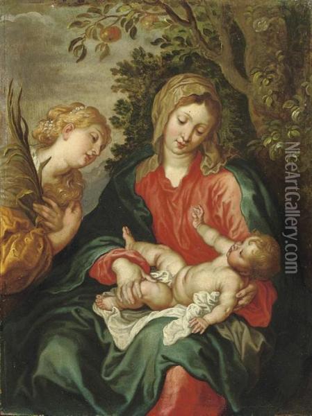 The Virgin And Child With Saint Catherine Of Alexandria Oil Painting - Sir Anthony Van Dyck