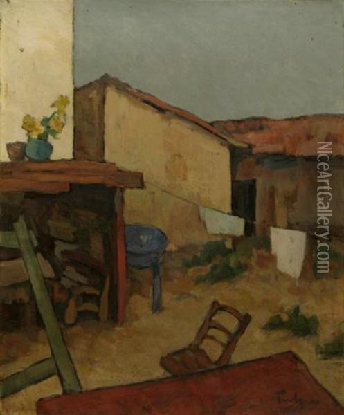 Curte Lamangalia Oil Painting - Nicolae Tonitza