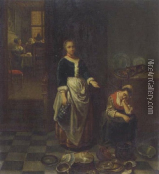 Genreszene In Einer Kuche Oil Painting - Nicolaes Maes