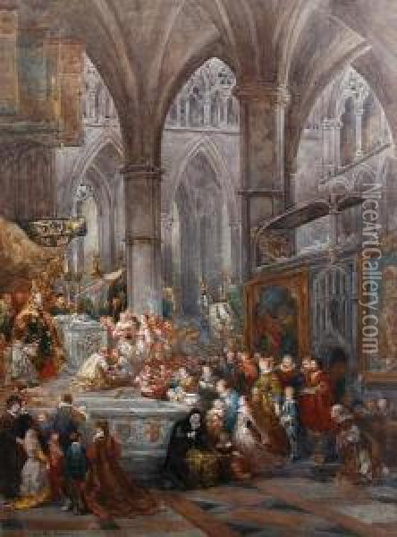 Blessing A Tomb, Westminster Abbey Oil Painting - Clara Montalba