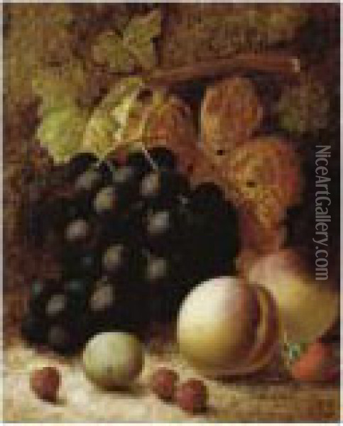Still Life With Grapes Oil Painting - Oliver Clare