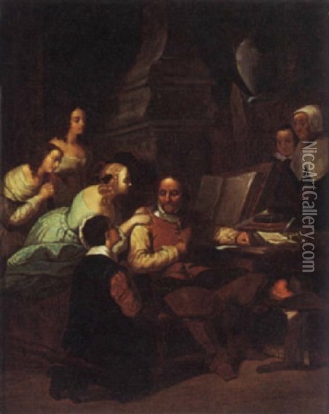 Cromwell Sa Famille Intercede Pour Charles I Oil Painting - David Joseph Bles