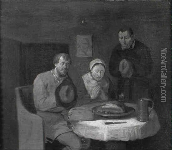 Peasants At A Table Oil Painting - Egbert van Heemskerck the Elder