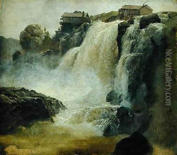 Haugfoss in Norway 1827 Oil Painting - Christian Morgenstern