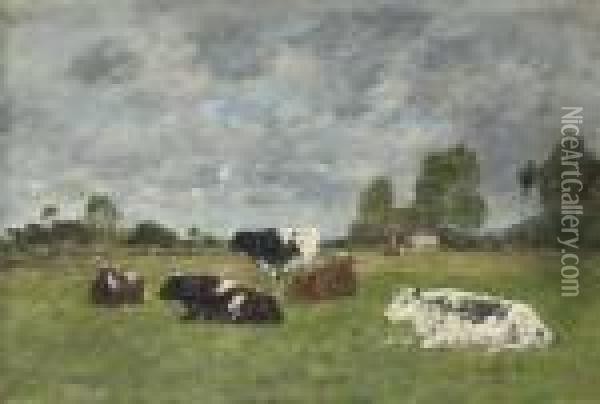 Vaches Aux Paturage Oil Painting - Eugene Boudin