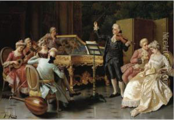 A Private Performance Oil Painting - Pio Ricci