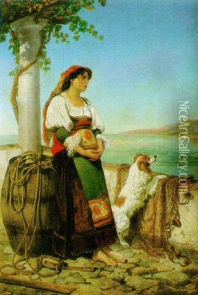 Mujer Mirando Al Mar Oil Painting - Jose Brel