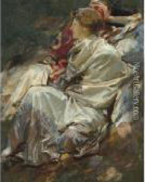 Cashmere Shawl Oil Painting - John Singer Sargent