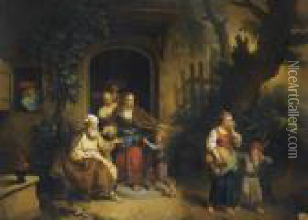 Abraham Expelling Hagar Oil Painting - Christian Wilhelm Ernst Dietrich