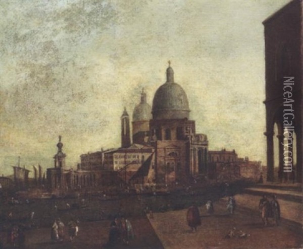 Santa Maria Della Salute And The Punta Della Dogana, Venice, From The South West Oil Painting - Giacomo Guardi
