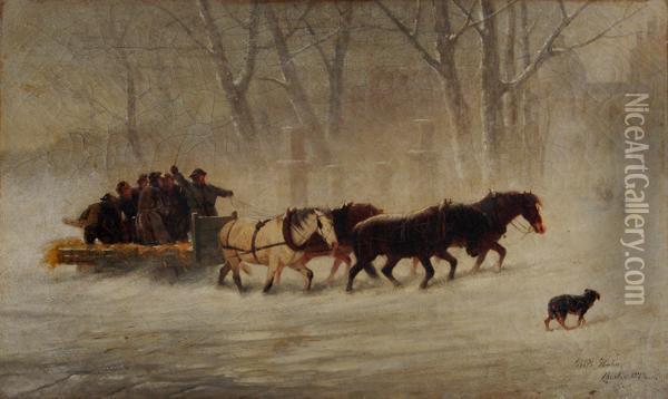 Winter Sled Oil Painting - William Karl Hahn