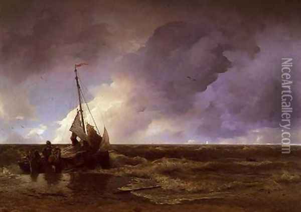 Coming Ashore Oil Painting - Andreas Achenbach
