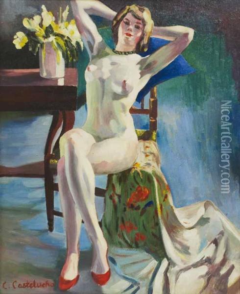 Desnudo Femenino Oil Painting - Claudio Castelucho Diana