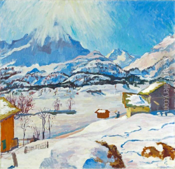 Winterlandschaft Maloja Oil Painting - Giovanni Giacometti