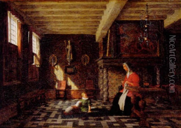 Interior Fra Bryggernes Laugshus I Antwerpen Oil Painting - Heinrich Hansen