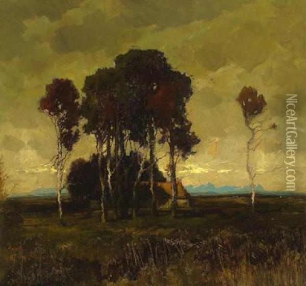 Evening In The Dachauer Moos Oil Painting - Carl Oskar Arends