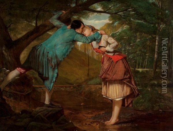 Courting, 1880 Oil Painting - Eyre Crowe