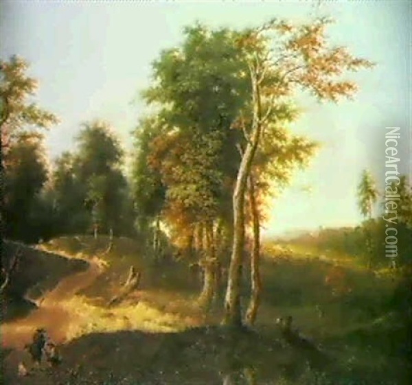 Niederlandische Landschaft Mit Staffage Oil Painting - Johann Kneipp