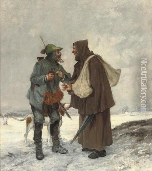 Sharing A Drink Oil Painting - Adolf Humborg