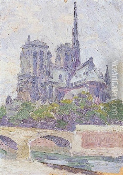 Paris, Notre-dame Oil Painting - Louis Hayet