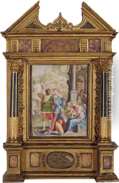 L'adoration Des Mages Oil Painting - Giovanni B. (Il Genvovese) Castello