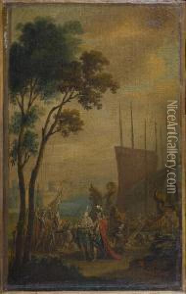 Cleoptre Et Marc-antoine Oil Painting - Giovanni Antonio Pellegrini