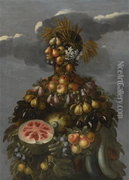 Anthropomorphic Allegory Of Summer Oil Painting - Giuseppe Arcimboldo