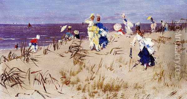 Elegant Women On The Beach Oil Painting - Frederick Hendrik Kaemmerer