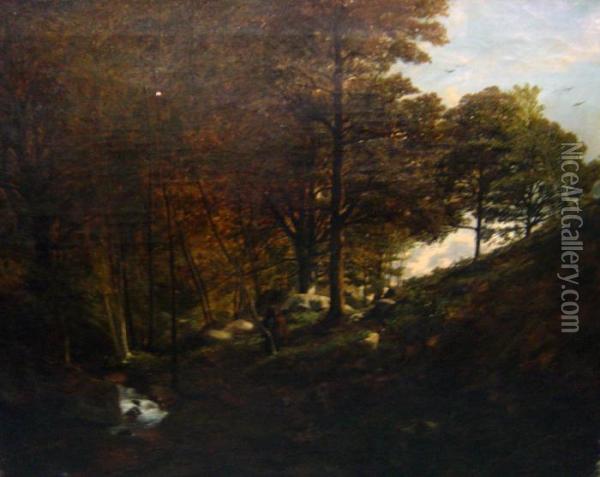 Paysage De Foret. Oil Painting - Theodore Rousseau