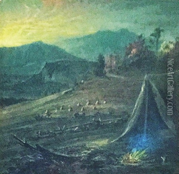 Campfire Oil Painting - Gibeon Elden Bradbury