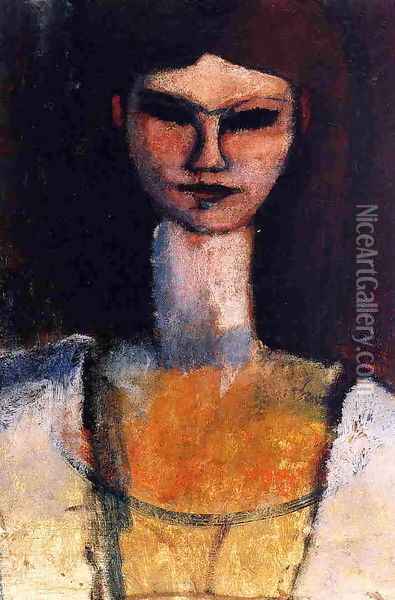 Bust of a Young Woman Oil Painting - Amedeo Modigliani