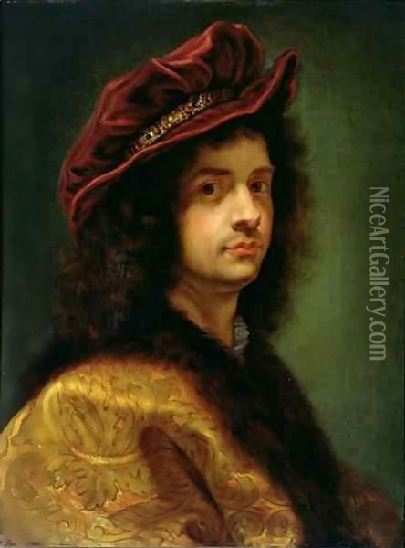 Self Portrait Oil Painting - Giovanni Battista (Baciccio) Gaulli