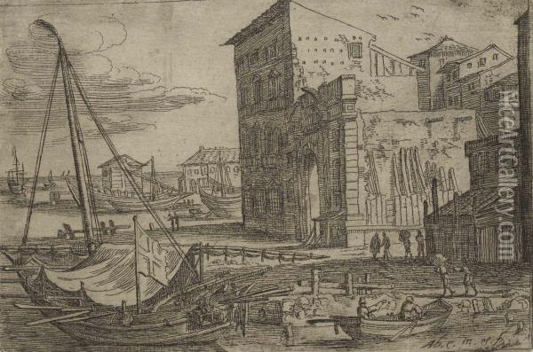 Views Of The Harbour Of Messina Oil Painting - Abraham Casembroot