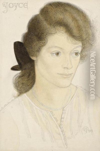 Portrait Study Of Joyce Oil Painting - Arthur Joseph Gaskin