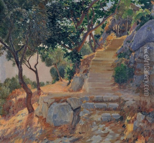 Scalinata Nella Roccia Oil Painting - Enrico Gargiulo