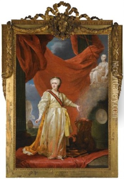Portrait Of Catherine The Great As Legislator In The Temple Of The Goddess Of Justice Oil Painting - Dimitri Gregoriovitch Levitsky