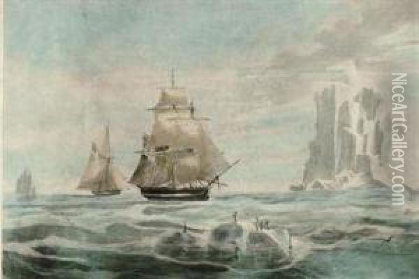 The Brig 
Jane 
 And Cutter 
Beaufoy Oil Painting - William Huggins