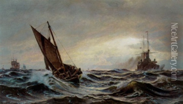 Storm I Drogden Oil Painting - Christian Ferdinand Andreas Molsted