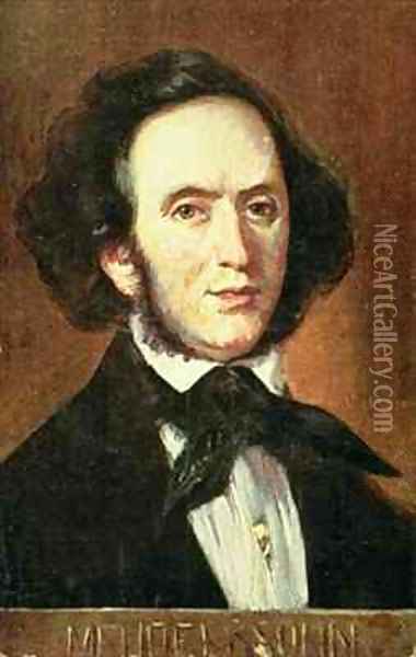 Portrait of Felix Mendelssohn German composer Oil Painting - Albert Eichhorn