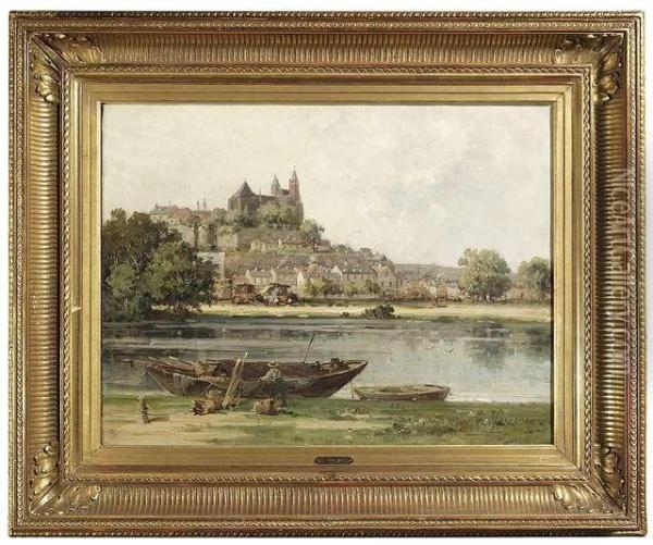 French Townsituated At A River Oil Painting - Gustave Mascart