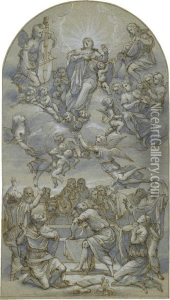 The Assumption Of The Virgin Oil Painting - Giovanni Battista Lampugnani
