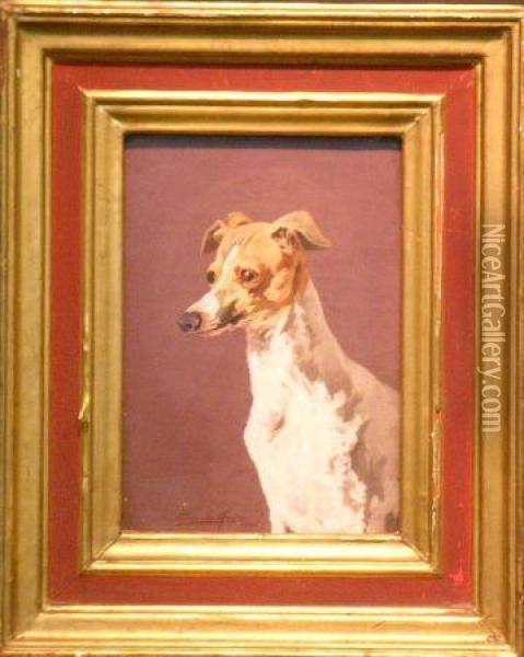 Head Of A Whippet Oil Painting - James Brownlee Hunter