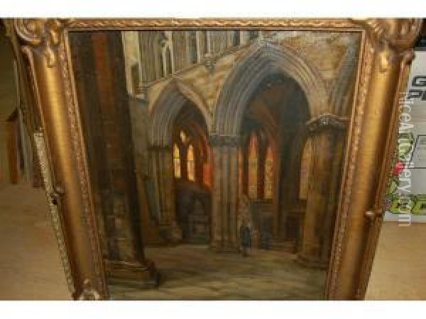 Interior View Of Glasgow Cathedral Oil Painting - Henry Walker Herrick