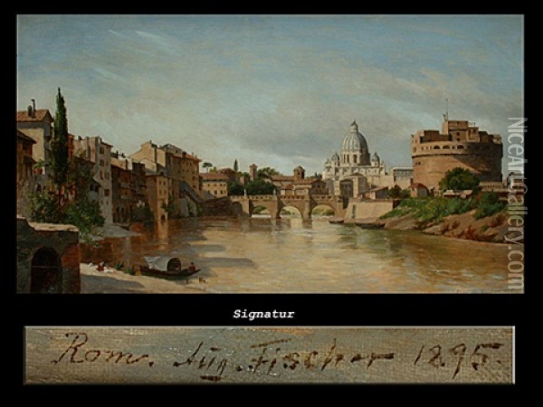 Ansicht Von Rom Mit Der Engelsburg Oil Painting - August Fischer