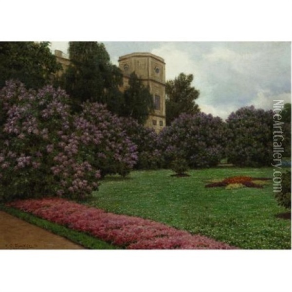 Landscape With Blooming Lilacs Oil Painting - Ivan Fedorovich Choultse