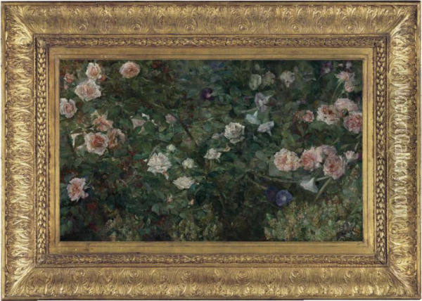 Rose Garden Oil Painting - Maria Oakey Dewing