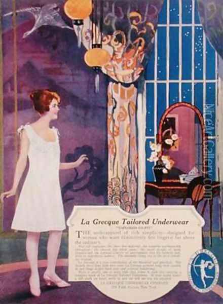 Advertisement for La Grecque tailored underwear Oil Painting - O. Carter