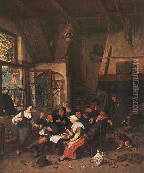 Tavern Scene Oil Painting - Cornelis Dusart